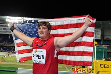 Boys' shot put winner Adrian Piperi at the IAAF World Youth Championships, Cali 2015 (Ismael El Kosht / IAAF)