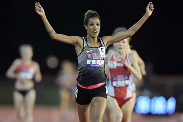Meraf Bahta wins the 10,000m in Stanford (Kirby Lee)