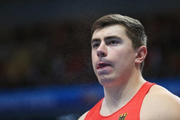 David Storl in shot put qualifying at the 2014 IAAF World Indoor Championships in Sopot (Getty Images)