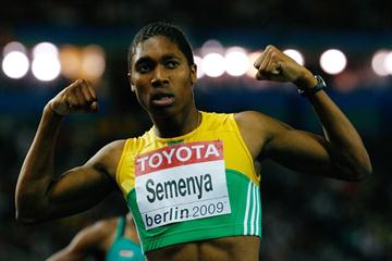 South Africa's Caster Semenya celebrates her IAAF World Championship title in the women's 800m in the Berlin Olympic Stadium (Getty Images)