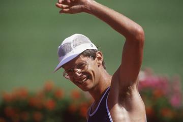 Hartwig Gauder after winning the 50km race walk at the 1987 World Championships in Rome (Getty / Bongarts)