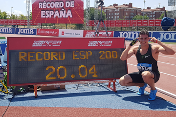 Bruno Hortelano after setting a national 200m record at the Spanish Championships (José Luis Hernández)