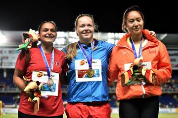 Girls' hammer throw podium at the IAAF World Youth Championships, Cali 2015 (Getty Images)