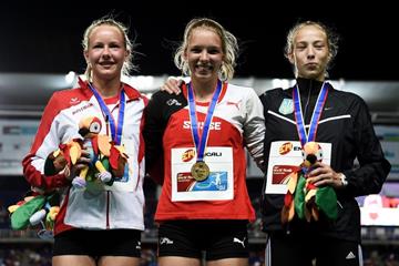 The girls' heptathlon podium at the IAAF World Youth Championships, Cali 2015 (Getty Images)