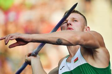 Vitali Zhuk of Belarus in the decathlon javelin (AFP / Getty Images)