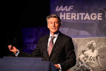 IAAF President Sebastian Coe speaking at the IAAF Heritage Legends Reception (Giancarlo Colombo)