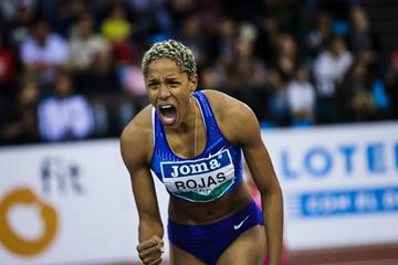 Yulimar Rojas in the triple jump at the World Athletics Indoor Tour meeting in Madrid (Dan Vernon)