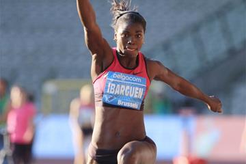 Caterine Ibarguen in the triple jump at the IAAF Diamond League meeting in Brussels (Jean-Pierre Durand)