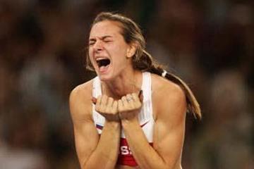 Yelena Isinbayeva celebrates winning Olympic gold (Getty Images)