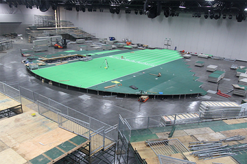 Construction of the track for the IAAF World Indoor Championships Portland 2016 (Portland 2016)