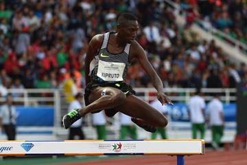 Conseslus Kipruto in the 3000m steeplechase at the IAAF Diamond League meeting in Rabat (Kirby Lee)