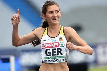 Germany's Gesa-Felicitas Krause after her 3000m steeplechase victory at the European Team Championships in Lille (Getty/AFP)