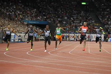Asafa Powell wins the 100m at the IAAF Diamond League meeting in Zurich (Jean-Pierre Durand)