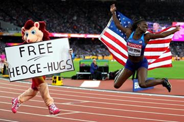 Dawn Harper Nelson after her silver medal finish in the 100m hurdles at the IAAF World Championships London 2017 (Getty Images)