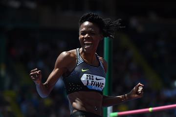 Chaunte Lowe at the 2016 IAAF Diamond League meeting in Eugene (Kirby Lee)