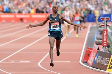 Mo Farah, victorious at the IAAF Diamond League meeting in London (Victah Sailer)