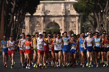 The start of the men's 20km at the IAAF World Race Walking Team Championships Rome 2016 (Getty Images)