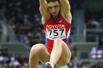 Tatyana Lebedeva (RUS) wins the Long Jump final in Budapest (Getty Images)