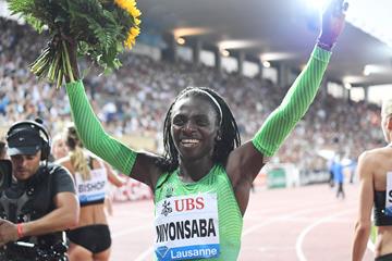 Francine Niyonsaba at the 2016 IAAF Diamond League meeting in Lausanne (Gladys von der Laage)