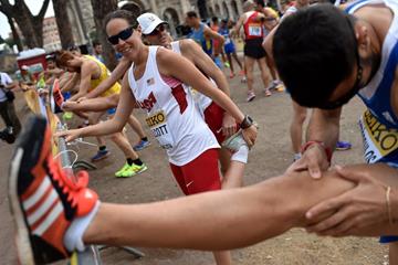 USA's Erin Talcott before the 50km at the IAAF World Race Walking Team Championships Rome 2016 (Getty Images)