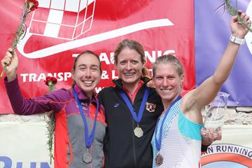 Women's 2016 Smarna Gora podium - runner-up Alice Gaggi, winner Andrea Mayr and third place finisher Karmen Klancnik (Smarna Gora organisers)