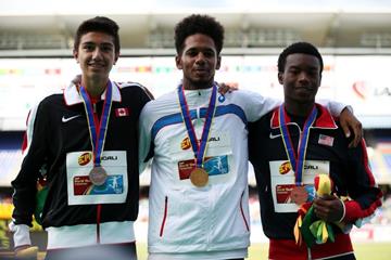 Boys' 110m hurdles podium at the IAAF World Youth Championships, Cali 2015 (Getty Images)
