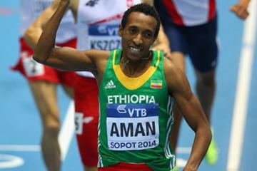 Mohammed Aman wins the 800m at the 2014 IAAF World Indoor Championships in Sopot (Getty Images)