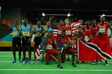 The 4x400m medallists at the IAAF World Indoor Championships Portland 2016 (Getty Images)