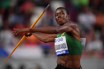 Odile Ahouanwanou of Benin in action in the heptathlon at the World Athletics Championships Doha 2019 (Getty Images)