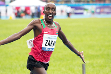 Edward Zakayo after his 5000m victory at the African Championships in Asaba (Bob Ramsak)