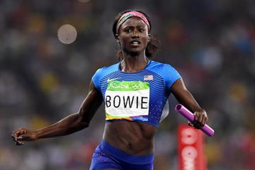 Tori Bowie anchors the USA in the 4x100m at the Rio 2016 Olympic Games (Getty Images)