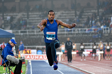 Christian Taylor in the triple jump at the IAAF Diamond League meeting in Stockholm (Hasse Sjogren)