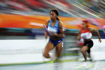 USA's Phyllis Francis in the 4x200m at the IAAF/BTC World Relays Bahamas 2017 (Getty Images)