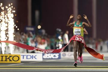 Lelisa Desisa wins the marathon at the IAAF World Athletics Championships Doha 2019 (Getty Images)