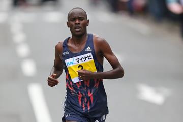 Patrick Makau during the 2015 Fukuoka Marathon (Takefumi Tsutsui / Agence SHOT)