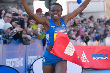 Joyciline Jepkosgei wins the Sportisimo Prague Half Marathon (AFP / Getty Images)