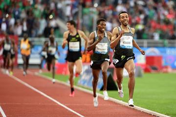 Abdalaati Iguider takes the 3000m at the IAAF Diamond League meeting in Rabat (Kirby Lee)