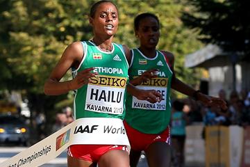 Meseret Hailu taking a narrow victory in Kavarna (Getty Images)