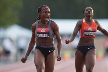 Crystal Emmanuel takes the Canadian 100m title (Brian Rouble/organisers)