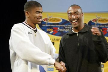 Terrence Trammell and Colin Jackson shake hands (Getty Images)