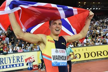 Karsten Warholm after winning the 400m hurdles at the IAAF Diamond League final in Zurich (Jiro Mochizuki)