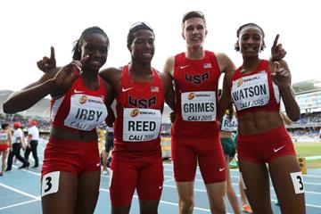 The victorious USA mixed 4x400m relay team at the IAAF World Youth Championships, Cali 2015 (Getty Images)