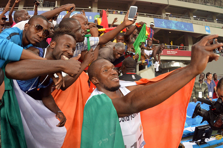 Ben Youssef Meite after winning the 100m at the All-Africa Games (AFP / Getty Images)