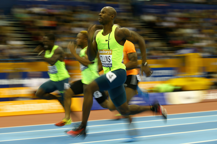 Kim Collins competes at the 2015 Birmingham Indoor Grand Prix ()