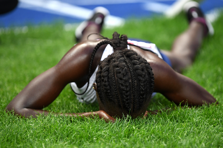 Lonah Salpeter reacts after her race at the European Championships in Berlin (Getty Images)