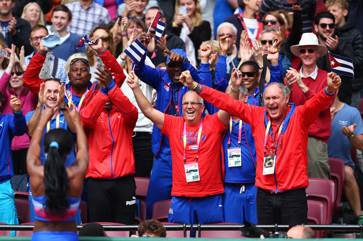 Yorgelis Rodriguez celebrates with the Cuban crowd (Getty Images)