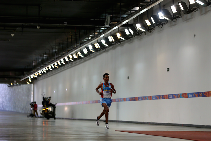 Ghirmay Ghebreslassie in the tunnel at Beijing World Champs ()