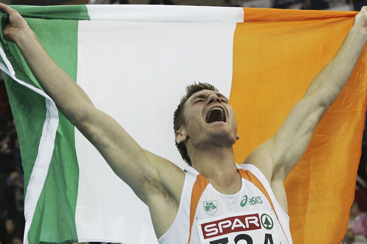 David Gillick celebrates his European Indoor title in 2007 (Getty Images)