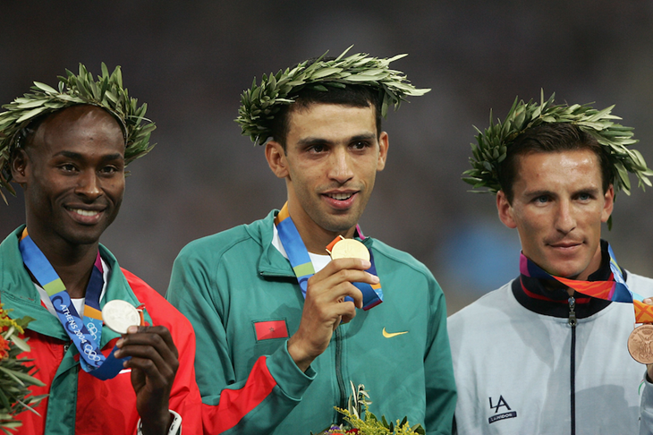 The 1500m podium of the 2004 Olympics ()